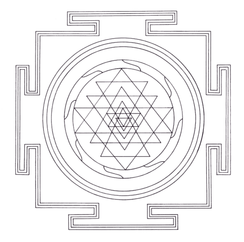 Tibetan Sri Yantra Mandala Coloring Page